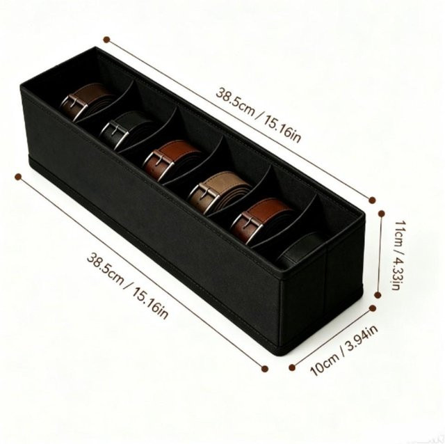 Jingxuan Gürtel Aufbewahrungsbox mit 6 Fächern aus Stoff, Schwarz, B/T/H: 38,5 x 11,0 x 10,0 cm - Bild 1