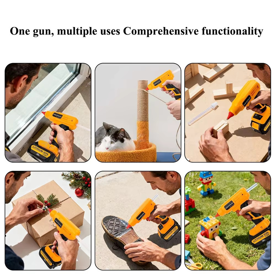 Multifunktionale kabellose Heißklebepistole für 18/20 V Akkus mit 11 mm Klebestiften für Makita, DeWalt, Milwaukee, Bosch und Ryobi - Bild 4