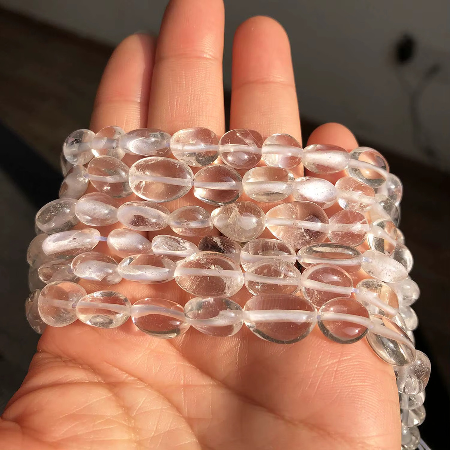 xilitata Quarz Kristall Perlen, Weiß, 8-10mm, Unisex - Bild 2