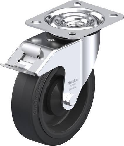 Blickle Lenkrolle LE-POEV 125KA-FI mit Feststeller in Schwarz und Silber, Rad-Durchmesser: 125 mm, Tragfähigkeit: 150 kg - Bild 1