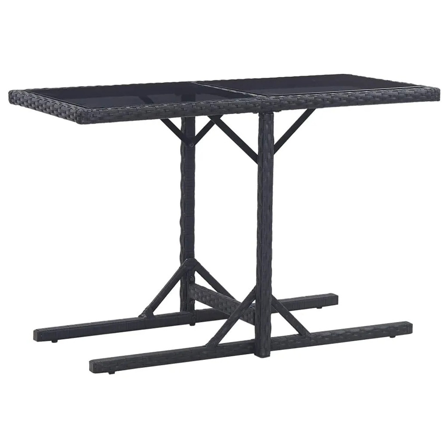 Furnicato Gartentisch aus Poly Rattan und Glas in Schwarz, B/T/H: 110 x 53 x 72 cm - Bild 2