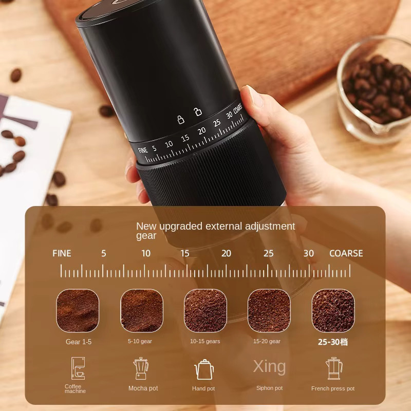 CREAROMA Tragbare Elektrische Kaffeemühle mit 30 Mahlgraden, Wiederaufladbar, Weiß oder Schwarz - Bild 4