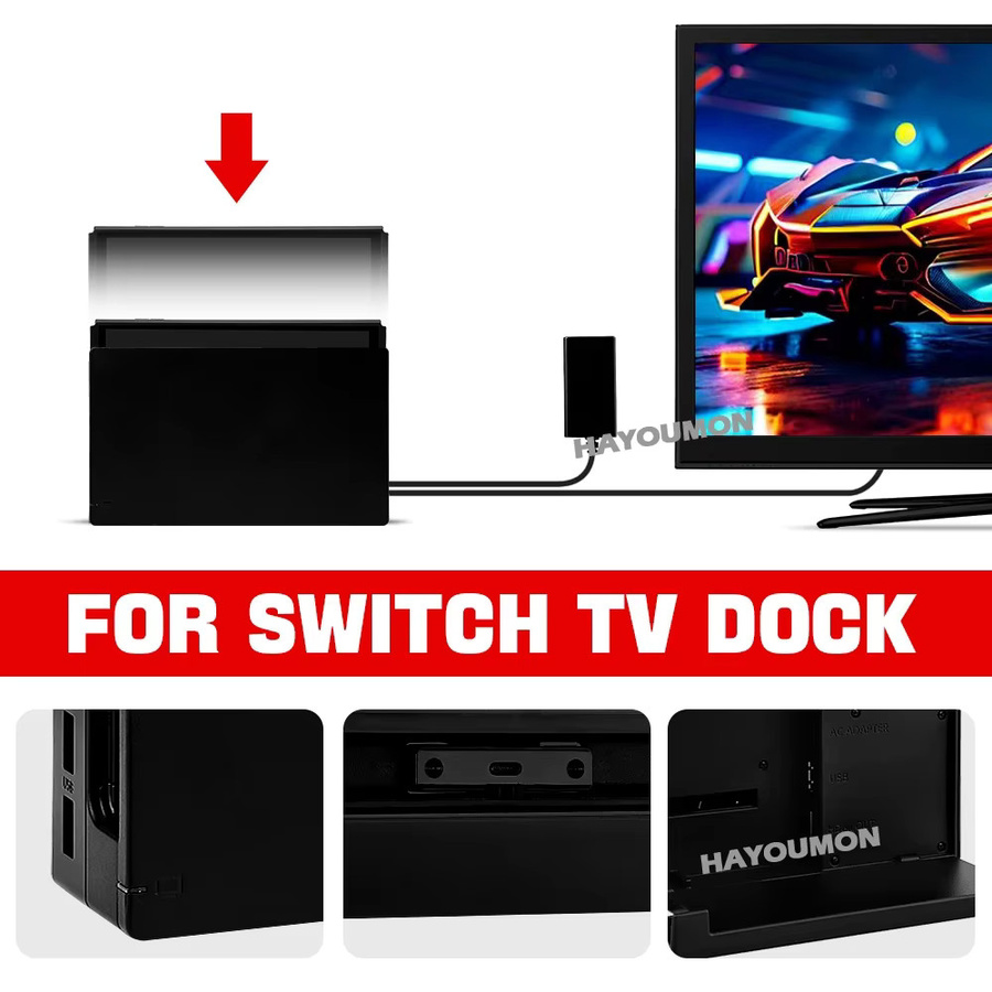 Hayoumon 2in1 Dockingstation für Nintendo Switch mit HDMI-Kompatibilität und AC-Adapter Netzteil in Schwarz - Bild 5