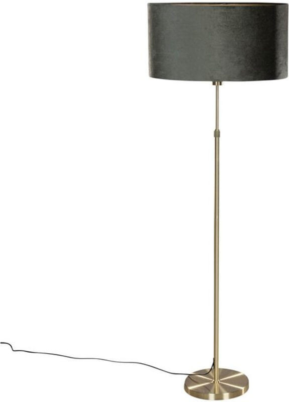 QAZQA Moderne Stehleuchte in Gold mit grünem Samtschirm und E27 Fassung - Bild 1