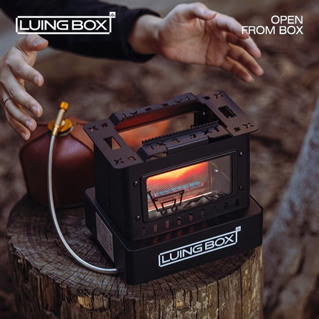 LUING BOX Camping Outdoor-Kocher aus Edelstahl in Schwarz, tragbarer Retro-Heizkocher mit Split-Design für Tee und zum Kochen - Bild 1
