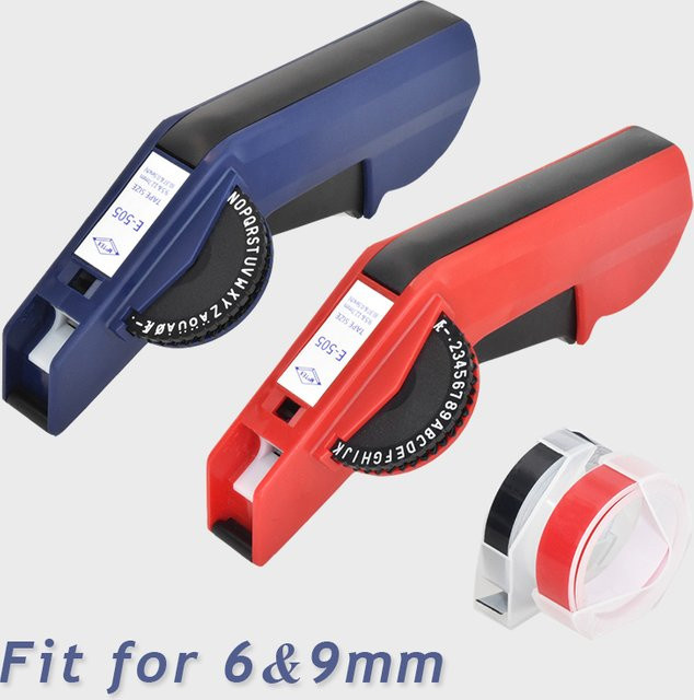 Motex Manueller Etikettendrucker E5500 E-505 für 6 mm und 9 mm 3D-geprägtes Klebeband als Ersatz für DYMO 1610 12965 1880 - Bild 1