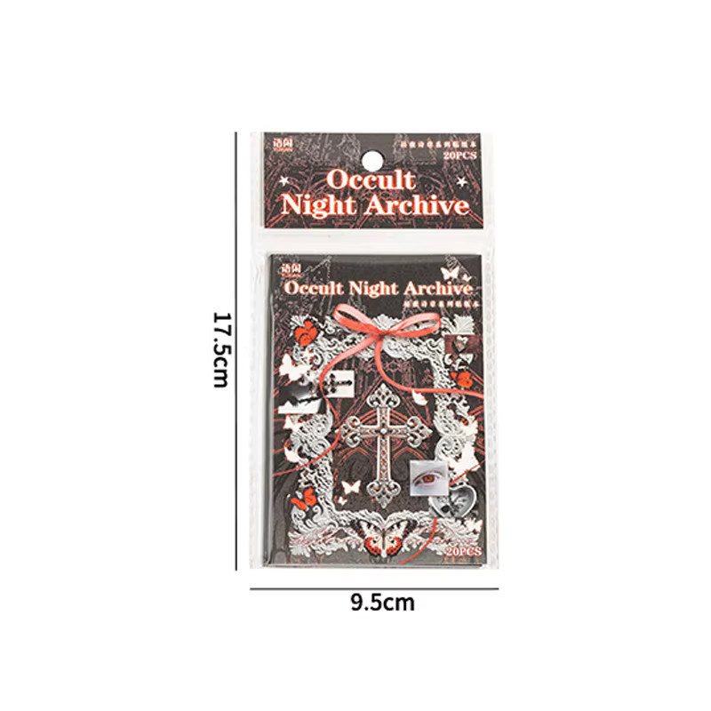 20 Stück Retro-Stickerbuch im gotischen Stil mit Gedichtsammlung Tag und Nacht und Hardcover-Einband - Bild 3