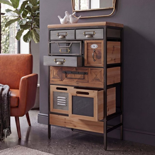Apothekerkommode MCW-Q77 im Industrial Vintage Design aus Holz und Metall, B/T/H: 85 x 45 x 35 cm - Bild 3