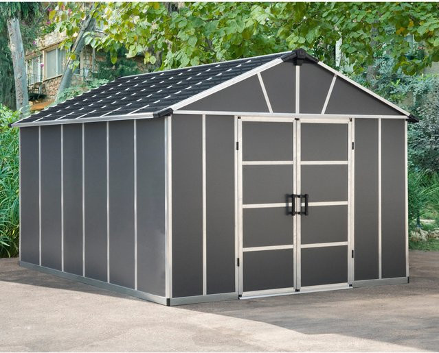 Palram - Canopia Yukon Gerätehaus mit Satteldach und Fußboden, Anthrazit, B: 330 cm, T: 252 cm, H: 250 cm - Bild 1