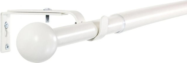 Deco-Raum Gardinenstangen Set Ausziehbar 1-Lauf Kugel Flexa Weiß Ø 16/19 mm, Breite: 120-210 cm - Bild 1