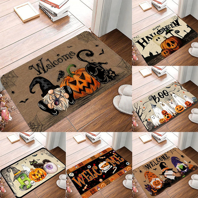 VIKAMA Halloween Bodenmatte mit Geistern und Kürbissen, Mehrfarbig, B: 60 cm, T: 40 cm - Bild 1