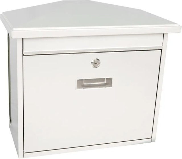 PROREGAL Wandbriefkasten Zamoran aus verzinktem Stahl mit Namensschild in Weiß, H x B x T: 34,5 x 39,2 x 20,5 cm, Einwurföffnung 32 x 2 cm - Bild 1