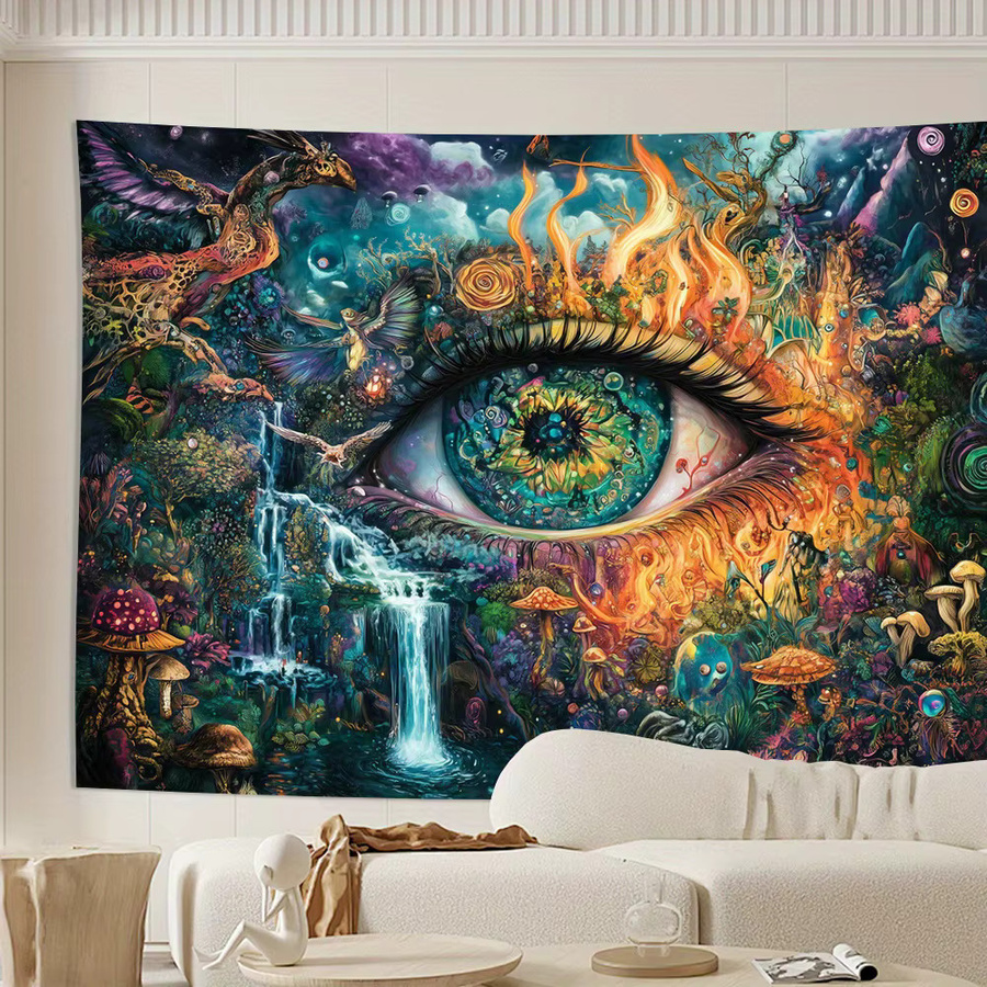 VIKAMA Fantasy Giant Eye Wandteppich mit Nebel-Muster und Feder-Design, Mehrfarbig, B: 60 cm, H: 40 cm - Bild 4