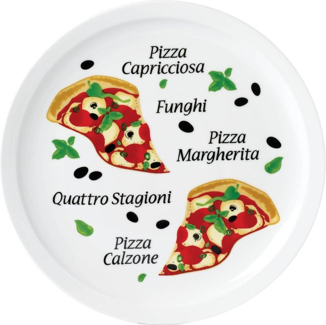 Van Well Pizzateller Margherita aus Porzellan, 6er Set, weiß/mehrfarbig, Durchmesser: 30 cm, Höhe: 2 cm - Bild 1