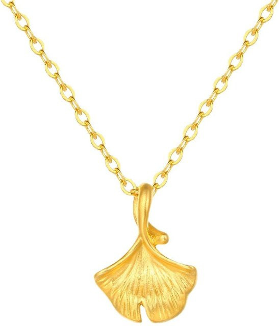 Halskette Ginkgo Blatt, 999 Gold, Damen - Bild 1