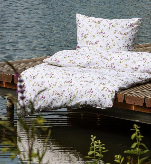 Janine Bettwäsche Tango Seersucker aus Baumwolle mit floralem Design, Breite: 155 cm, Höhe: 220 cm und Kissen B/H: 80 x 80 cm - Bild 2