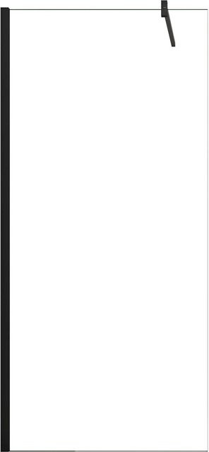AICA Walk In Duschkabine Schwarzrahmen mit ESG-Glas und Stabilisator, B: 90 cm, H: 200 cm, Transparent - Bild 1