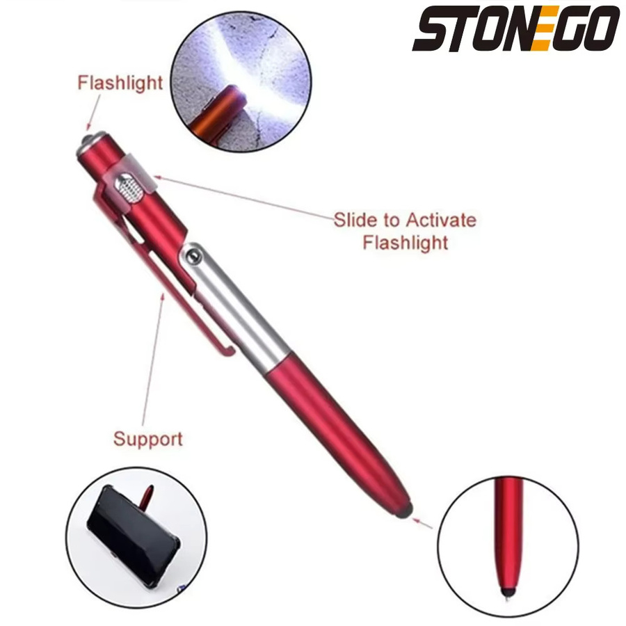 STONEGO 4-in-1 Multifunktions-Kugelschreiber mit Stylus, Taschenlampe und Handyständer in Grün - Bild 2