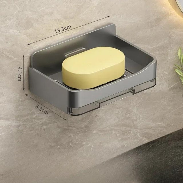 Yiran Furniture Seifenhalter für das Badezimmer zur Wandmontage mit Schwammfach und Drainage in Schwarz oder Grau - Bild 1