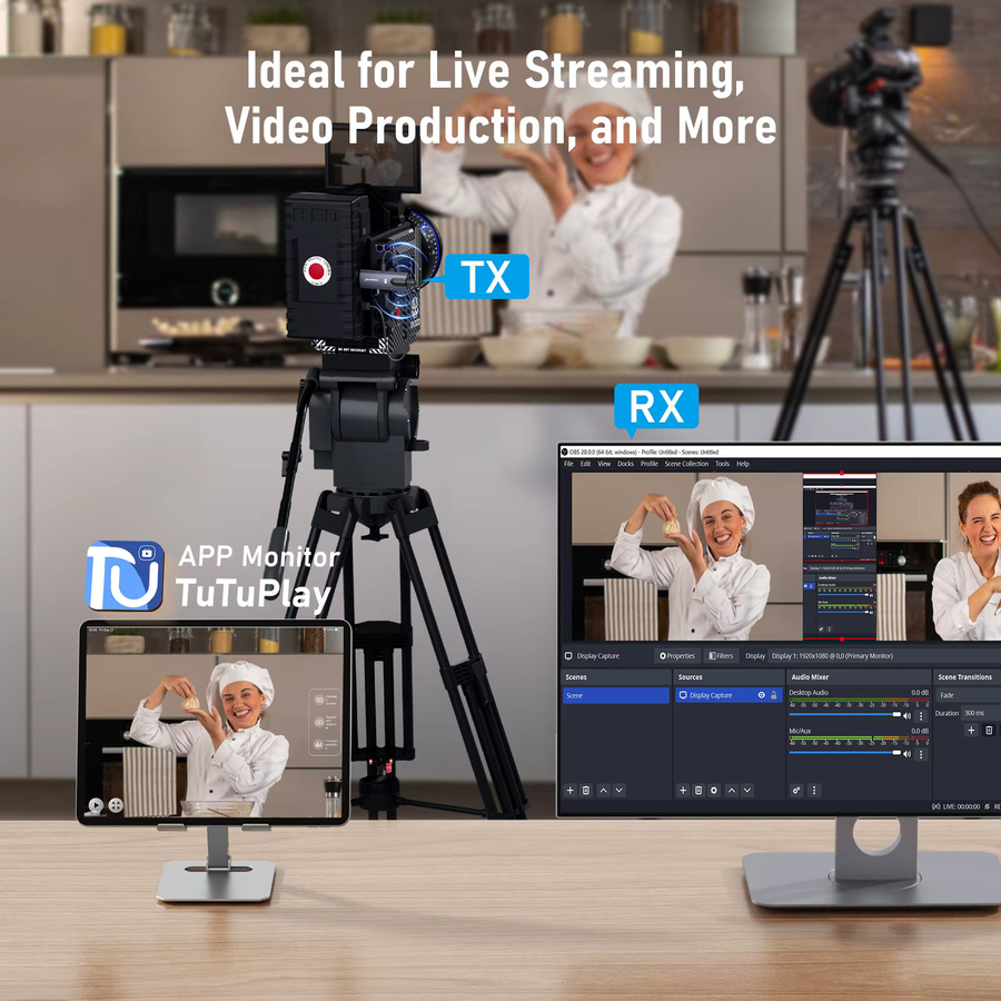 Lemorele Kabelloser HDMI-Sender und -Empfänger in Schwarz, 200 m Video-Transceiver mit geringer Latenz, Plug & Play HDMI-Extender für PC, TV und Projektor - Bild 5