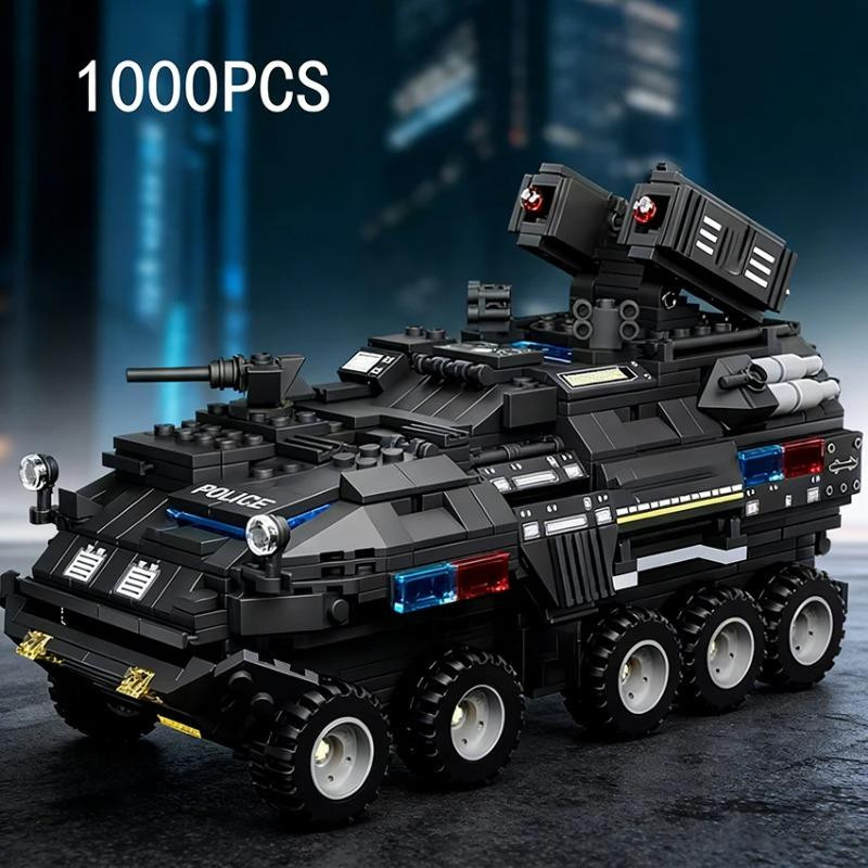 Linyi toy Polizei Auto Bausteine Schwarz 1000-teiliges Set - Bild 4