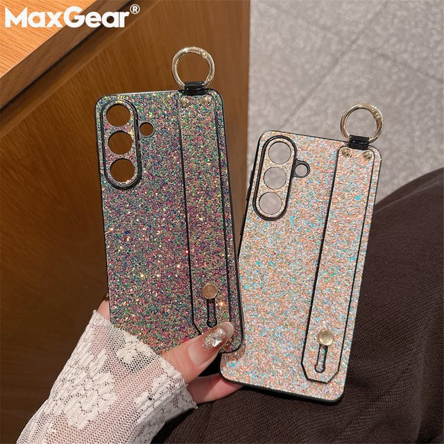 Glitzer Handyhülle mit Ständer und Handschlaufe für Samsung Galaxy S26 S25 Edge S24 S23 FE S22 Ultra Plus in Multicolour - Bild 1