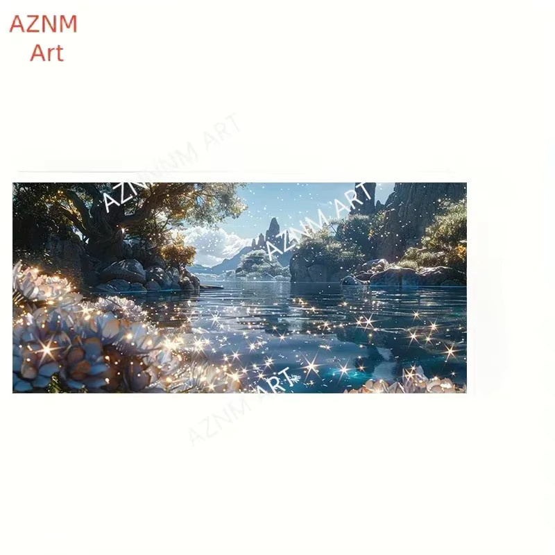 Dream World Leinwandposter Serene River Landscape Motiv in Mehrfarbig für deine Wanddekoration - Bild 2
