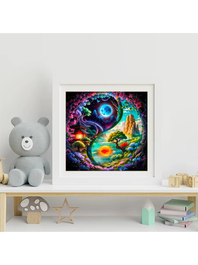 Evershine 5D Diamantstickerei Landschaft Tai Chi Mosaik Bild mit Strass Blumen in Multicolour als handgemachtes Geschenk - Bild 3