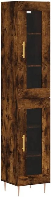 vidaXL Highboard Räuchereiche mit Glastüren und Regalen, B/T/H: 34,5 x 34 x 180 cm - Bild 1