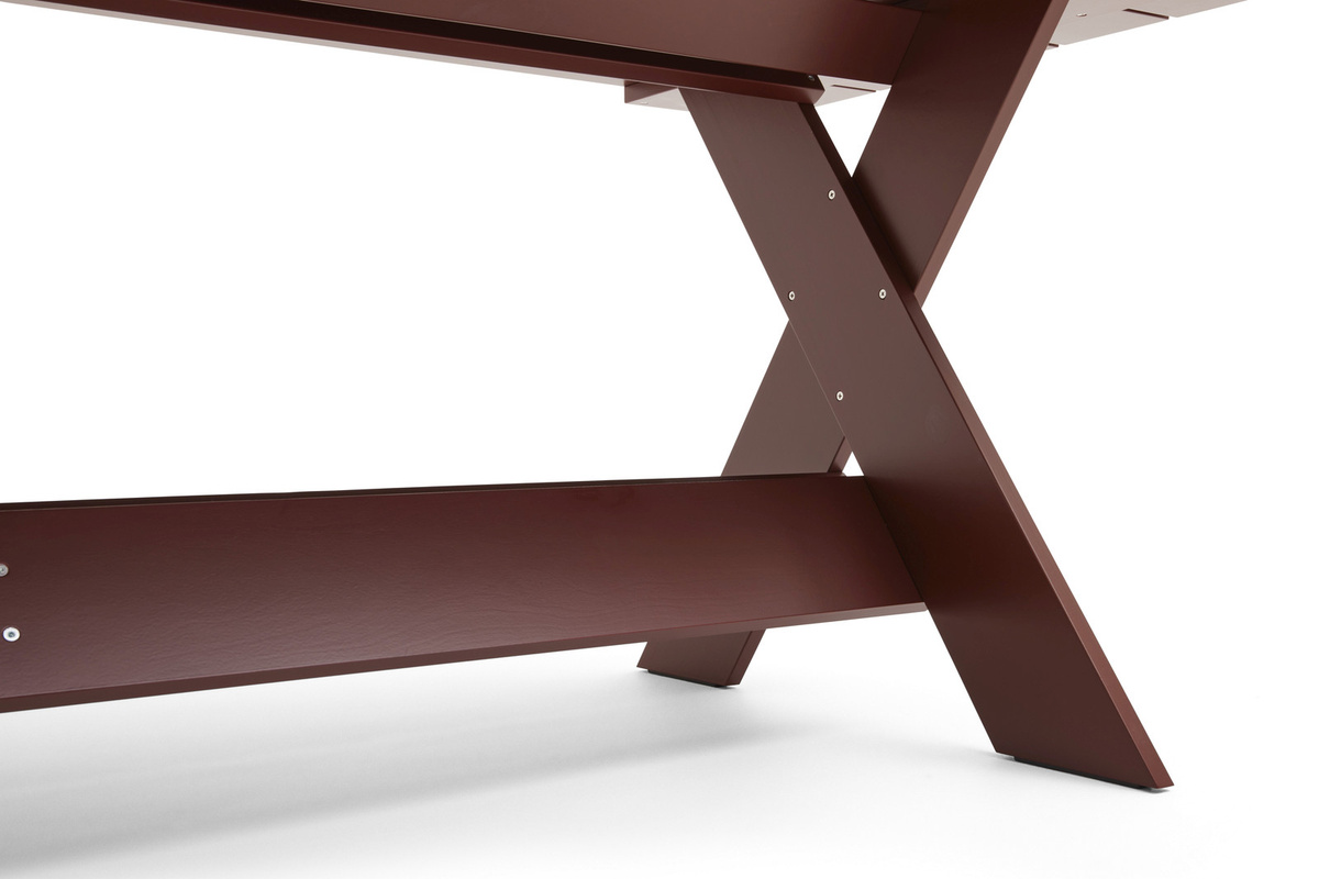 HAY Crate Dining Table aus lackiertem Kiefernholz in Rot und Braun, Höhe: 89,5 cm - Bild 4