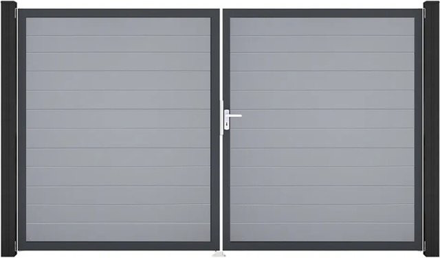 GroJa Tor Basicline Schmal 2-flügelig Silbergrau B/H: 306 x 180 cm DIN Rechts - Bild 1