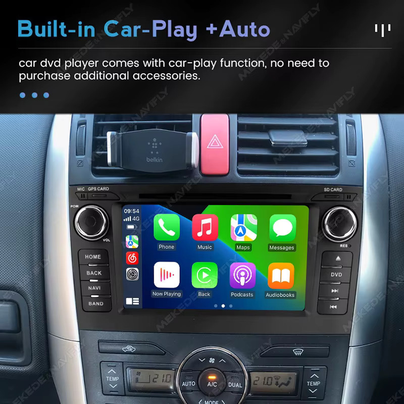 NAVIFANS Android Auto Stereo Multimedia Player mit GPS Navigation und CarPlay für Toyota Auris E150 und Corolla 2013-2016, 2DIN Autoradio in Schwarz - Bild 3