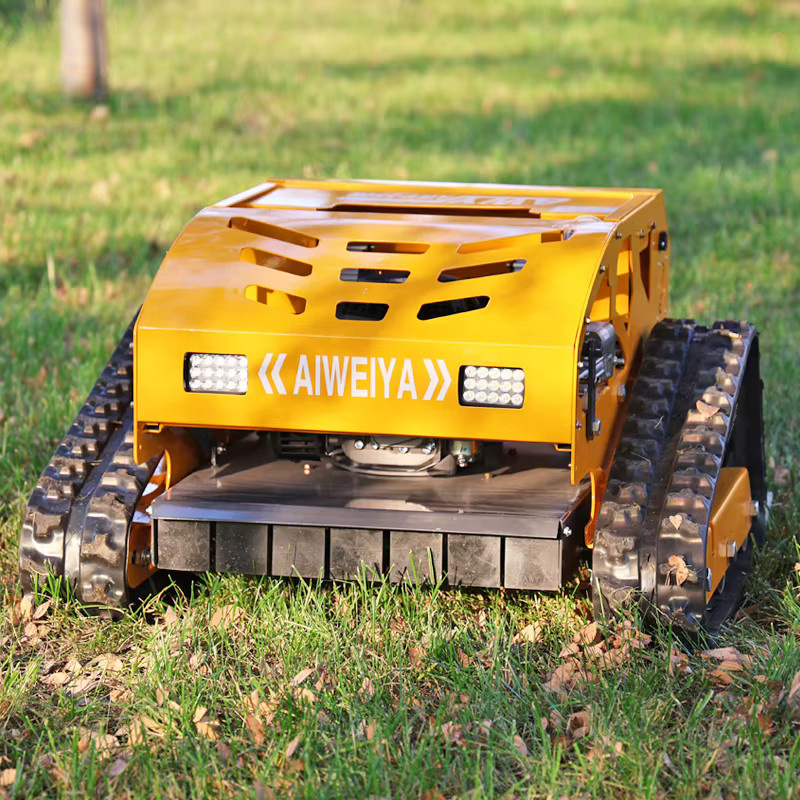 AIWEIYA Ferngesteuerter All-Terrain Rasenmäher mit Gummiketten in Gelb für die professionelle Landwirtschaft - Bild 2