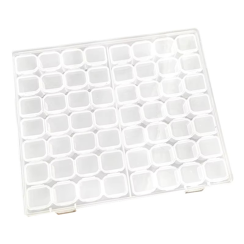 Transparente Kunststoff-Aufbewahrungsbox mit 28 oder 56 Fächern als Schmuck-Organizer und Werkzeugbox für Diamant-Malerei sowie Perlen und Strasssteine - Bild 3