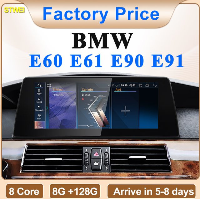 STWE Android Auto Video Player mit 10,25 Zoll Display und drahtlosem CarPlay für BMW 3er E90 E91 und 5er E60 E61 in Schwarz - Bild 1