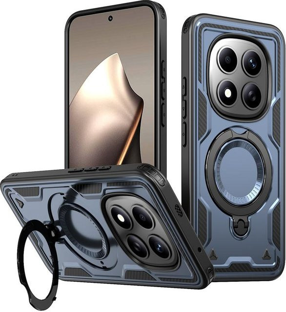 Militärische Schutzhülle für Xiaomi Redmi Note 15 4G 5G, Redmi Note 15 Pro Plus 5G und Redmi Note 15 Pro 5G, Sturzsicher mit verstellbarem Ring in Blau - Bild 1