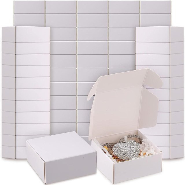 50 Stück Mini-Geschenkboxen aus Kraftpapier in Weiß für Schmuck und kleine Geschenke - Bild 1