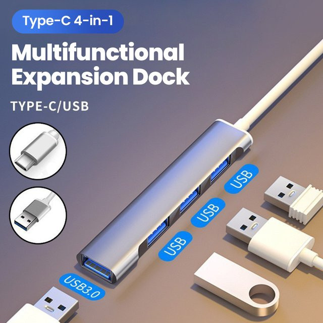 4-in-1 Typ-C USB Multifunktions-Hub Dockingstation Multiport OTG Splitter Adapter in Silber für PC Notebook MacBook - Bild 1