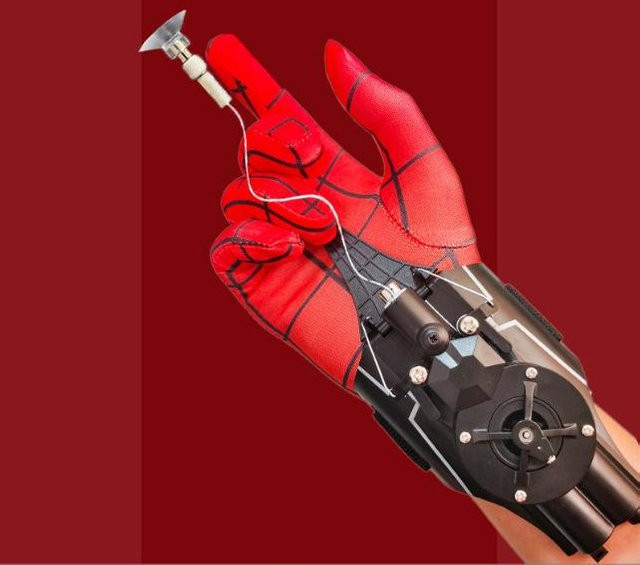 Handlo Spider-Man Werfer Spielzeug, Manueller Netz-Schießer, mit Handschuhen und Saugnäpfen, schwarz - Bild 1