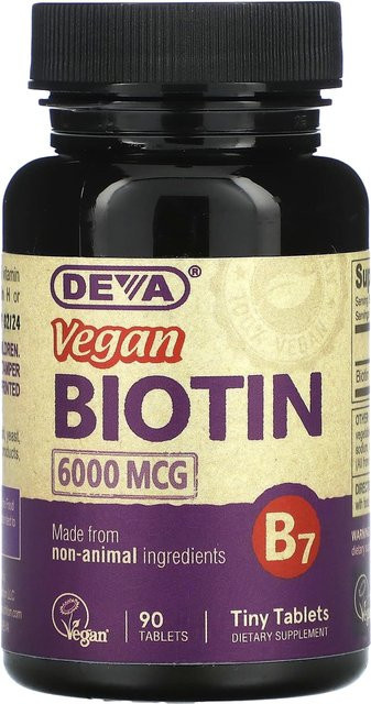Deva Biotin, 6.000 mcg, 90 Tabletten, Vegan, Unisex - Bild 1
