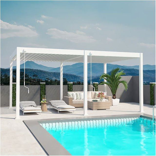 Weide Deluxe Pavillon Terrassenüberdachung aus Aluminium in Weiß B: 360 cm, T: 530 cm - Bild 1