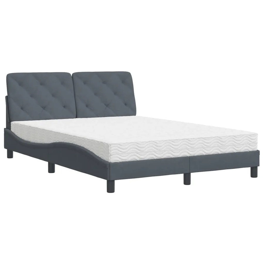 vidaXL Bett mit Matratze aus Samt in Dunkelgrau, B/T/H: 120 x 200 x 17 cm - Bild 2