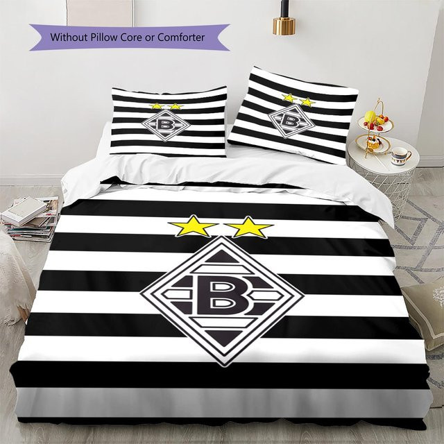 Borussia Mönchengladbach Bettwäsche Set mit Muster, Schwarz, B/T: 200 x 200 cm, inklusive 1 Bettbezug und 2 Kissenbezügen - Bild 1