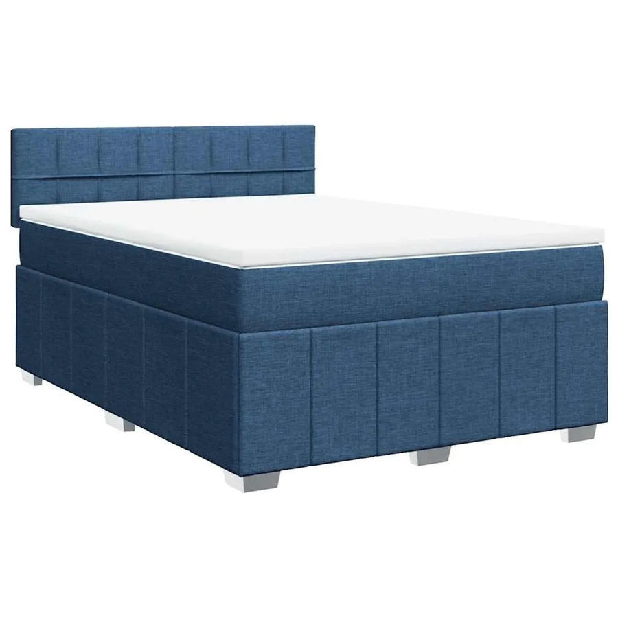 vidaXL Boxspringbett mit Matratze Blau aus Stoff, Hybrid-Bett mit Taschenfederkern, B/T: 140 x 190 cm - Bild 2