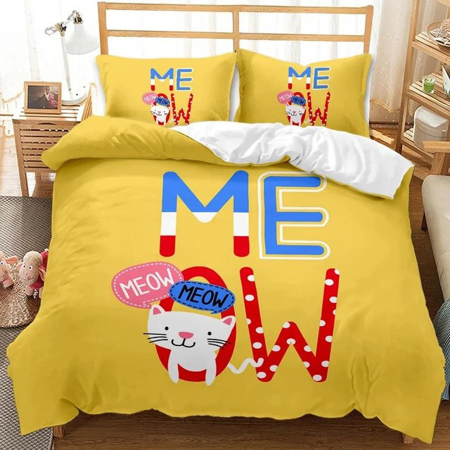Dinosaurier Bettwäsche Set mit 3D Cartoon Muster und Kissenbezügen aus Polyester, B/B: 135 x 200 cm - Bild 1