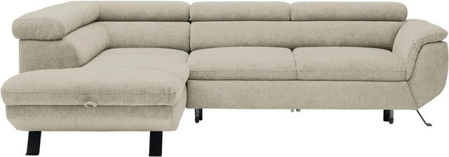 Mömax Ecksofa Raven in Greige mit verstellbarer Kopfstütze und passenden Kissen, L-Form, Breite: 257 cm, Tiefe: 198 cm, Höhe: 76 cm - Bild 1