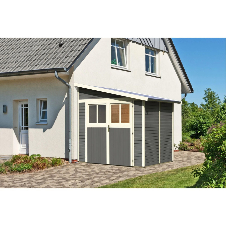 Karibu Holz-Gartenhaus Timsund in Terragrau mit Pultdach und modernem Design, B/T/H: 235 x 178 x 243 cm - Bild 2