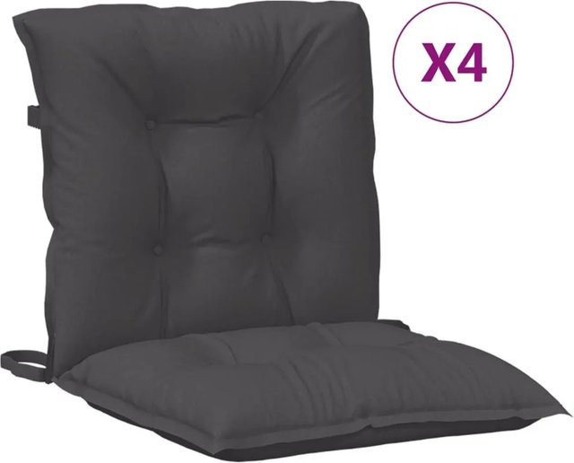 vidaXL Niedriglehner-Auflagen 4er-Set Melange Anthrazit aus Polyester, B/T/H: 100 x 50 x 7 cm - Bild 1