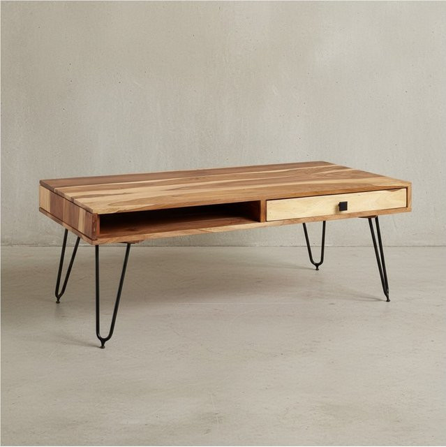 KADIMA DESIGN Couchtisch BALU aus Akazie und Sheesham Massivholz in Braun, B/T/H: 110 x 60 x 60 cm - Bild 1