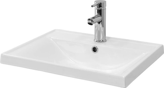 ML-Design Waschbecken aus Keramik in Weiß, Eckiges Aufsatzwaschbecken mit Überlauf, B/T/H: 51 x 15,5 x 41,5 cm - Bild 1